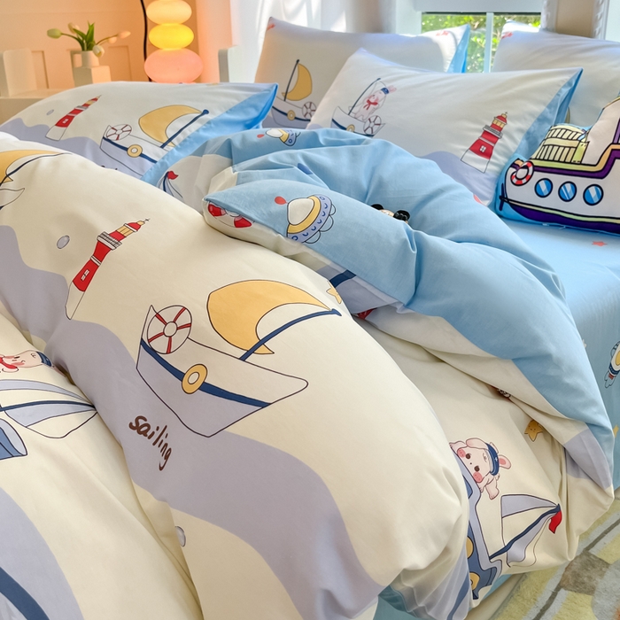 91家纺网 家纺一手货源 找家纺 博雅 2024新款宇航员系列全棉四件套（专版花型） 航海家