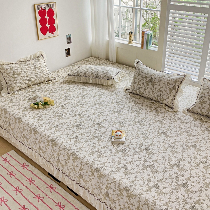 91家纺网 家纺一手货源 找家纺 暖居 2024纯棉榻榻米四件套单件农村大炕盖支持定制绗缝防滑单件纯棉床单四季通用 城堡