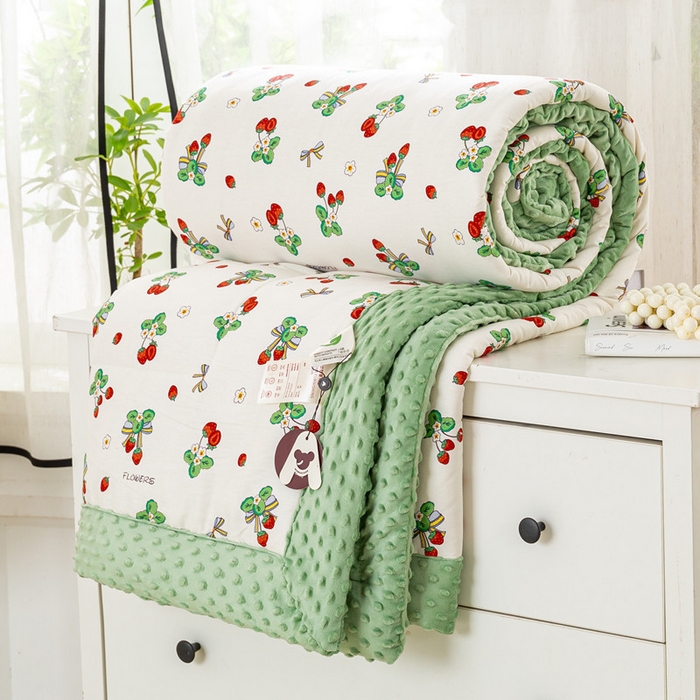 91家纺网 家纺一手货源 找家纺 锦鹭被业 2024新款全棉豆豆绒被系列 草莓