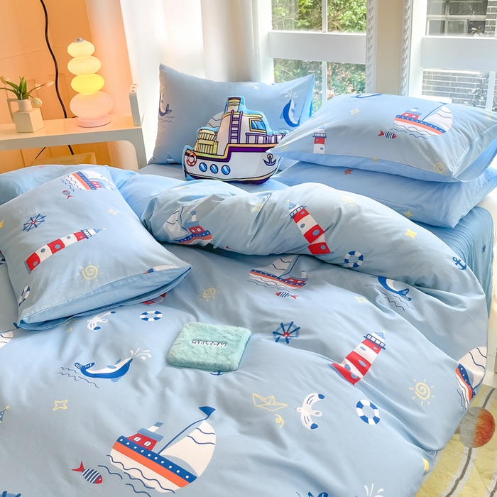 91家纺网 家纺一手货源 找家纺 博雅 2024新款宇航员系列全棉四件套（专版花型） 扬帆起航