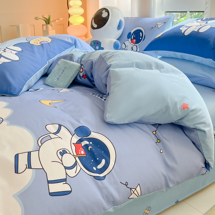 91家纺网 家纺一手货源 找家纺 博雅 2024新款宇航员系列全棉四件套（专版花型） 太空漫步