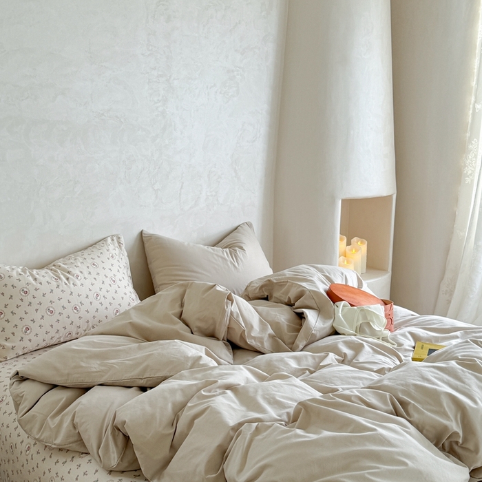 91家纺网 家纺一手货源 找家纺 柚子YOUTH 2024新款全棉水洗棉碎花温柔系四件套 复古花