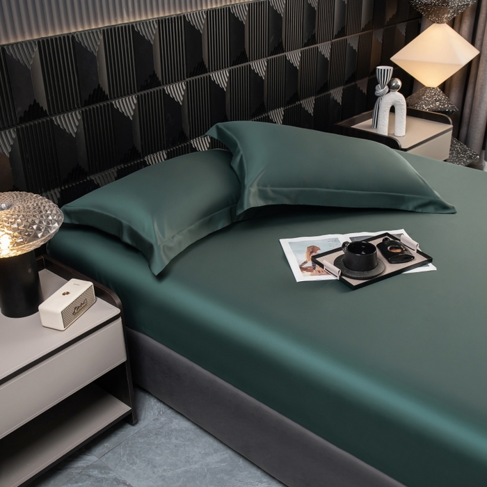 91家纺网 家纺一手货源 找家纺 好阁家纺 2024新款进口LF级60S莱赛尔莱赛尔床笠两件套三件套 曼岛绿