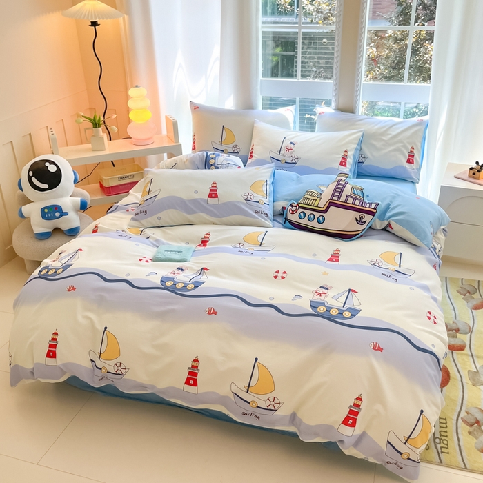 91家纺网 家纺一手货源 找家纺 博雅 2024新款宇航员系列全棉四件套（专版花型） 航海家