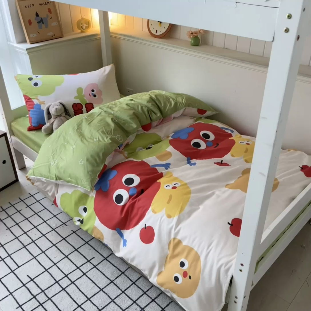 91家纺网 家纺一手货源 找家纺 吉象家纺 2025新款全棉印花款三件套 微笑天团