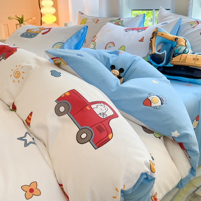 91家纺网 家纺一手货源 找家纺 博雅 2024新款宇航员系列全棉四件套（专版花型） 汽车派对