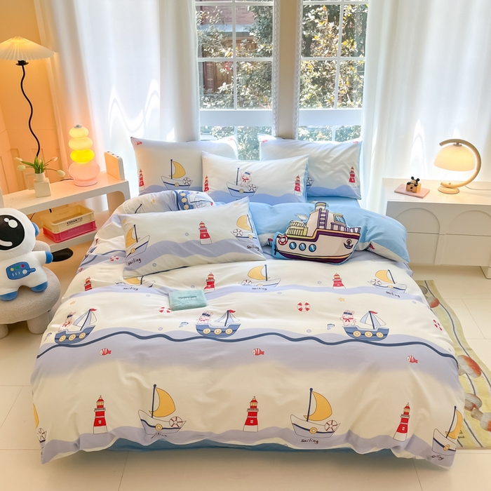 91家纺网 家纺一手货源 找家纺 博雅 2024新款宇航员系列全棉四件套（专版花型） 航海家