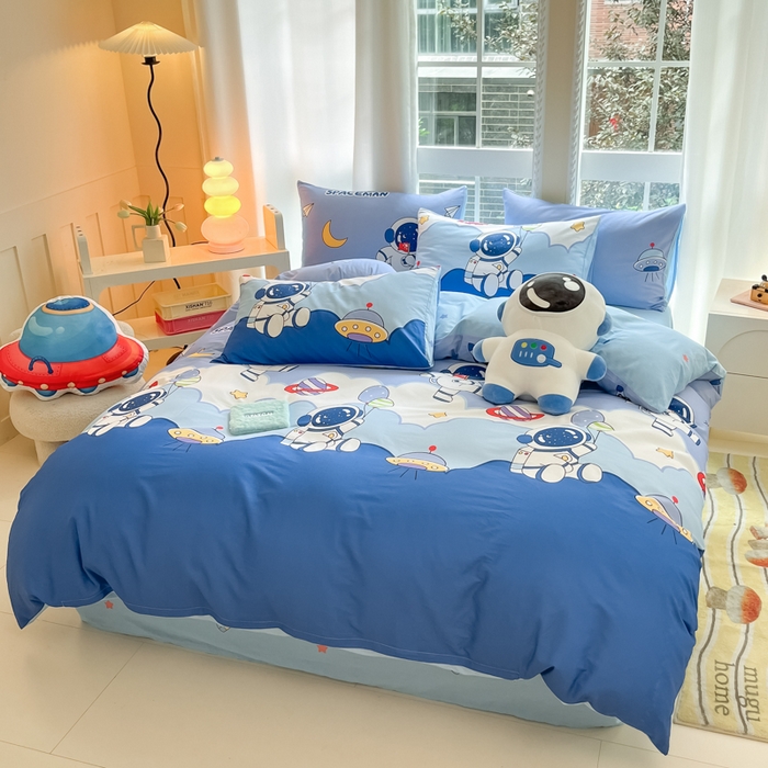 91家纺网 家纺一手货源 找家纺 博雅 2024新款宇航员系列全棉四件套（专版花型） 太空漫步