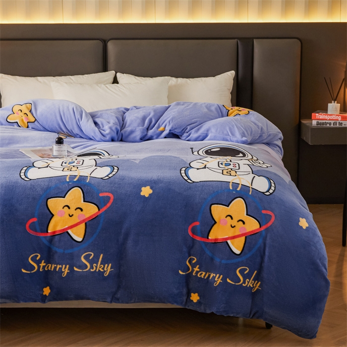 91家纺网 家纺一手货源 找家纺 董韵家纺 2025新款高克重全消光牛奶绒法莱绒金貂绒印花单品被套床裙四件套（提供买家秀） 领航员