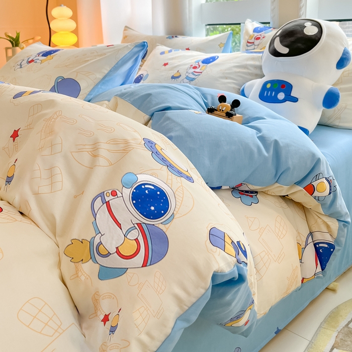 91家纺网 家纺一手货源 找家纺 （总）博雅 2024新款宇航员系列全棉四件套（专版花型）