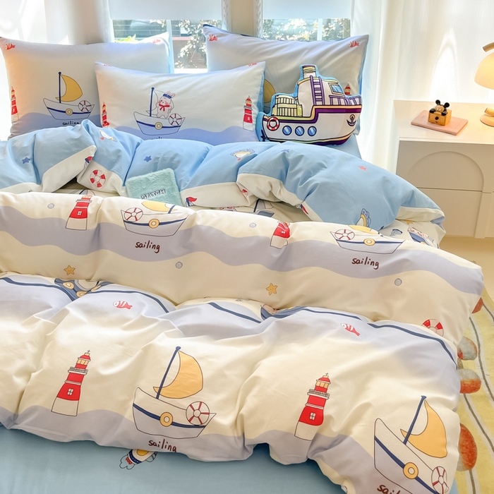 91家纺网 家纺一手货源 找家纺 博雅 2024新款宇航员系列全棉四件套（专版花型） 航海家