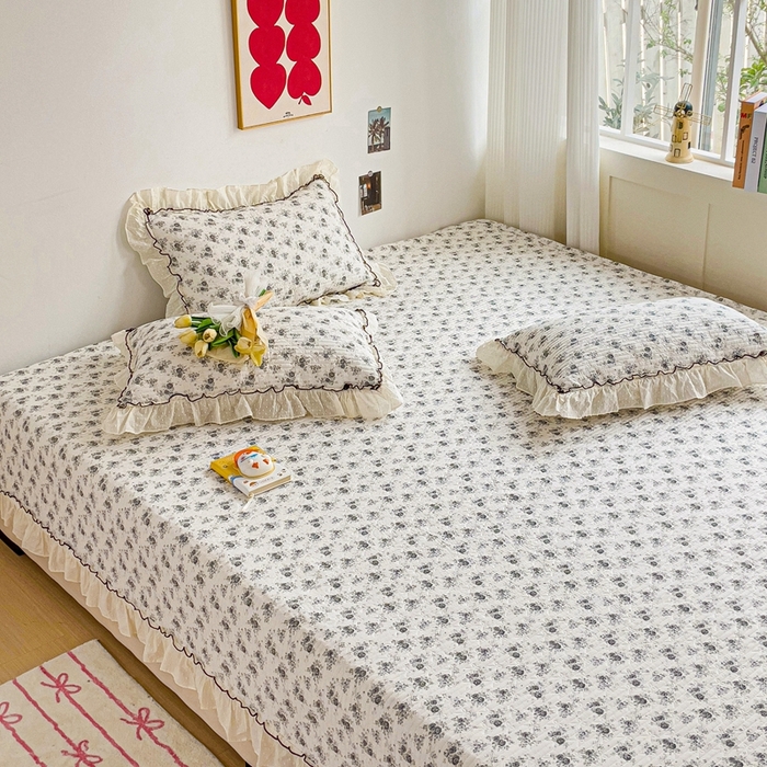 91家纺网 家纺一手货源 找家纺 暖居 2024纯棉榻榻米四件套单件农村大炕盖支持定制绗缝防滑单件纯棉床单四季通用 水墨