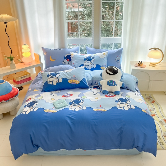 91家纺网 家纺一手货源 找家纺 博雅 2024新款宇航员系列全棉四件套（专版花型） 太空漫步
