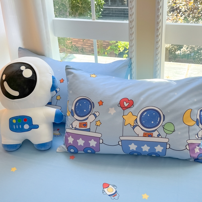 91家纺网 家纺一手货源 找家纺 博雅 2024新款宇航员系列全棉四件套（专版花型） 宇航员