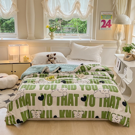 91家纺网 家纺一手货源 找家纺 居易简 2025新款水洗棉双层纱豆豆被加绒被子被芯直播豆豆绒被被子被芯冬被春秋被 皮皮狗