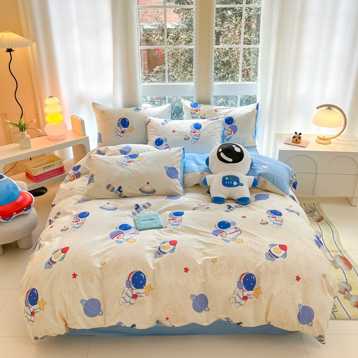 91家纺网 家纺一手货源 找家纺 博雅 2024新款宇航员系列全棉四件套（专版花型） 遨游星际