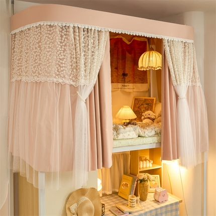 91家纺网 家纺一手货源 找家纺 （总）卓尔居 2025新款浪漫学生宿舍雪尼尔交织工艺蕾丝幔纱U型导轨蚊帐-繁华
