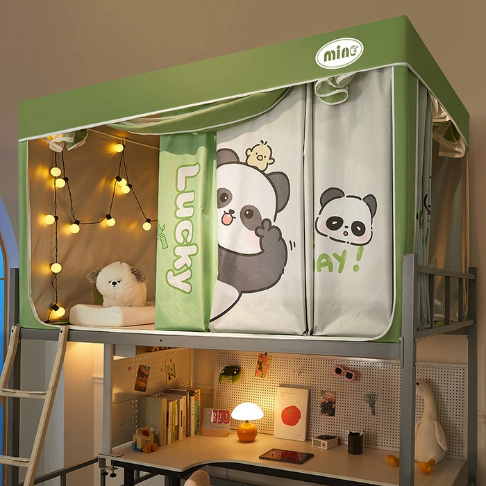 91家纺网 家纺一手货源 找家纺 2025新款A类大版卡通超强遮光防蚊学生坐床蚊帐 摆拍熊猫