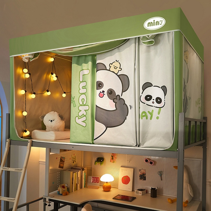 91家纺网 家纺一手货源 找家纺 2025新款A类大版卡通超强遮光防蚊学生坐床蚊帐 摆拍熊猫