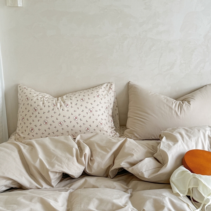 91家纺网 家纺一手货源 找家纺 柚子YOUTH 2024新款全棉水洗棉碎花温柔系四件套 复古花