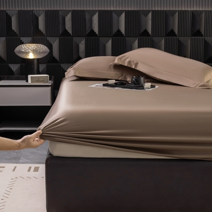 91家纺网 家纺一手货源 找家纺 好阁家纺 2024新款进口LF级60S莱赛尔莱赛尔床笠两件套三件套 拿铁