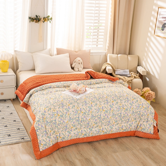 91家纺网 家纺一手货源 找家纺 锦鹭被业 2025新款全棉豆豆绒被系列 一抹清香