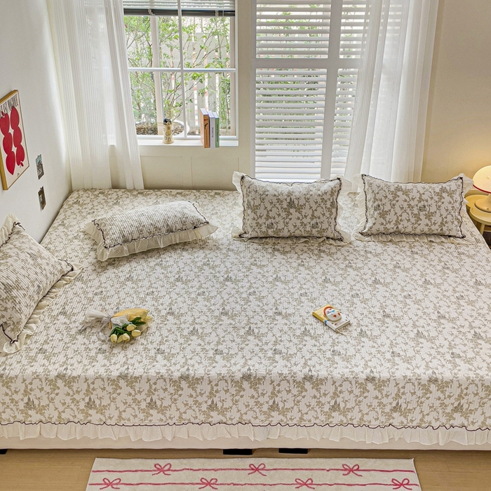 91家纺网 家纺一手货源 找家纺 暖居 2024纯棉榻榻米四件套单件农村大炕盖支持定制绗缝防滑单件纯棉床单四季通用 城堡