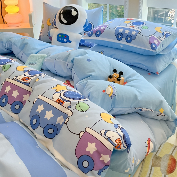 91家纺网 家纺一手货源 找家纺 博雅 2024新款宇航员系列全棉四件套（专版花型） 宇航员