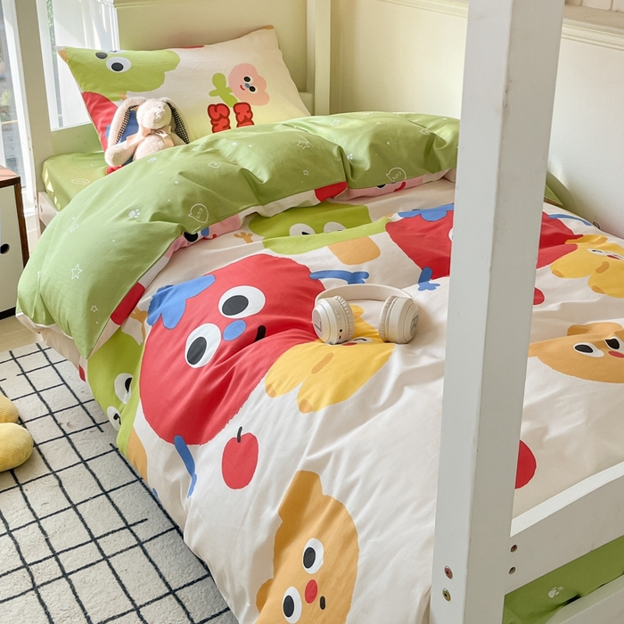 91家纺网 家纺一手货源 找家纺 吉象家纺 2025新款全棉印花款三件套 微笑天团