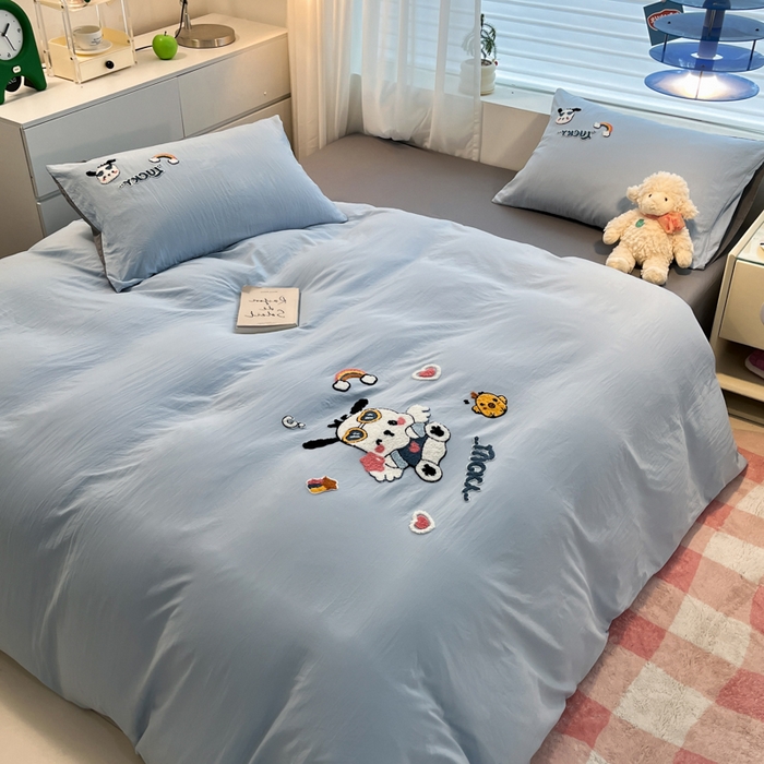 91家纺网 家纺一手货源 找家纺 优承佳生活馆 2024新款水洗m毛巾绣四件套 幸运小奶狗