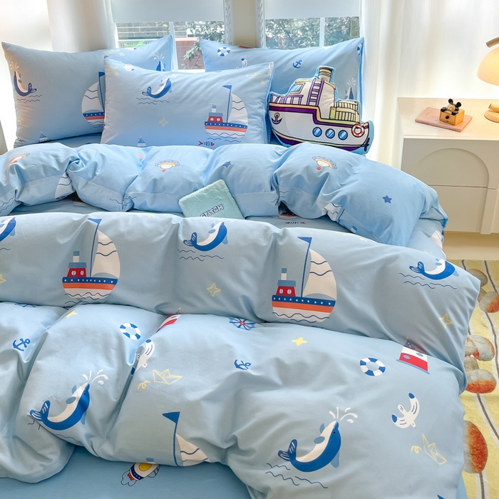 91家纺网 家纺一手货源 找家纺 博雅 2024新款宇航员系列全棉四件套（专版花型） 扬帆起航