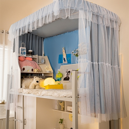 91家纺网 家纺一手货源 找家纺 （总）卓尔居 2025新款浪漫学生宿舍雪尼尔交织工艺蕾丝幔纱U型导轨蚊帐-茜茜公主