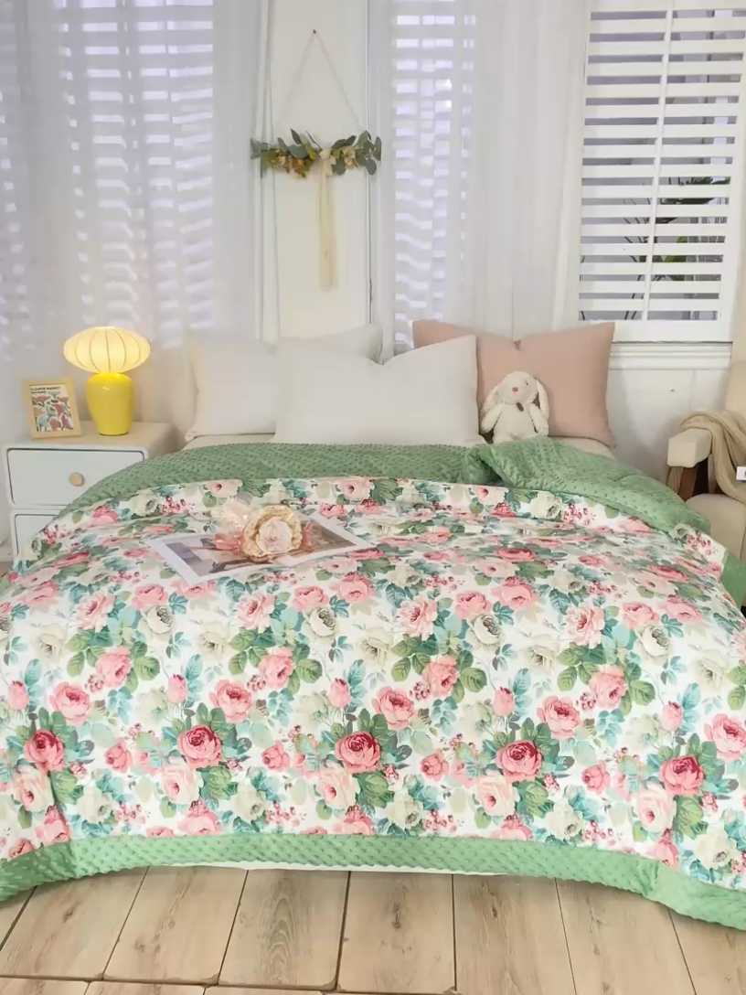 91家纺网 家纺一手货源 找家纺 （总）锦鹭被业 2025新款全棉豆豆绒被春秋冬被夏被纯棉豆豆被