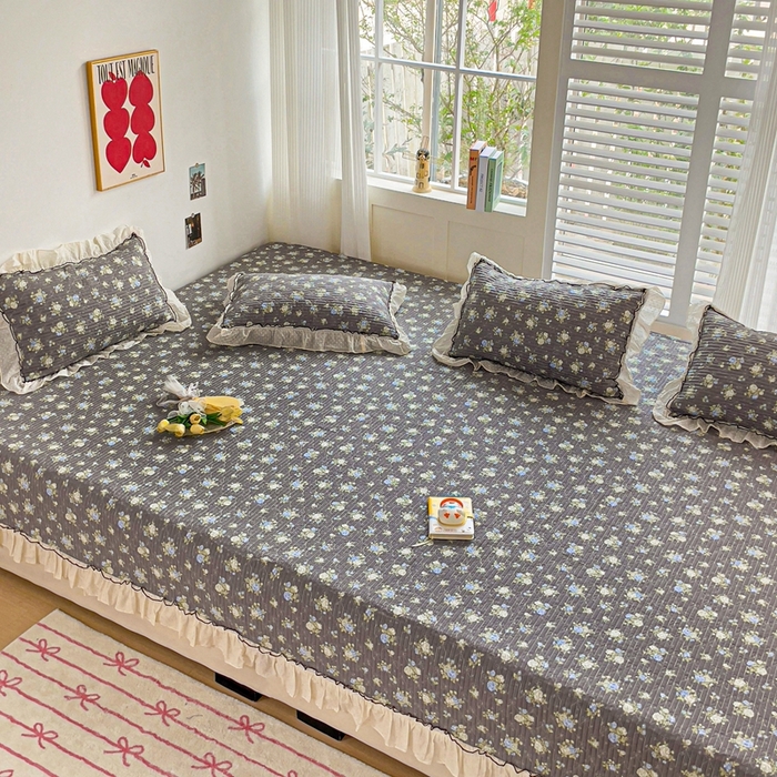 91家纺网 家纺一手货源 找家纺 暖居 2024纯棉榻榻米四件套单件农村大炕盖支持定制绗缝防滑单件纯棉床单四季通用 晚介