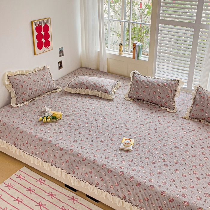 91家纺网 家纺一手货源 找家纺 暖居 2024纯棉榻榻米四件套单件农村大炕盖支持定制绗缝防滑单件纯棉床单四季通用 璀璨