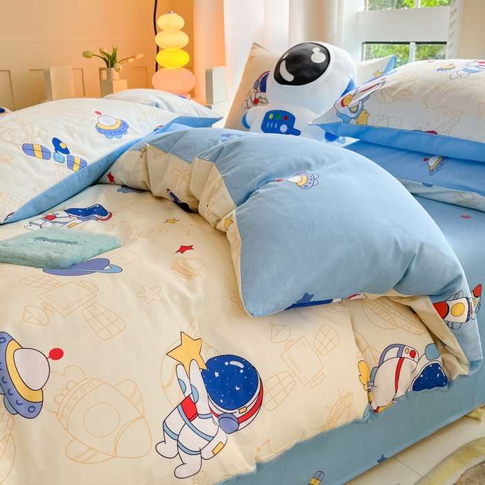 91家纺网 家纺一手货源 找家纺 （总）博雅 2024新款宇航员系列全棉四件套（专版花型）