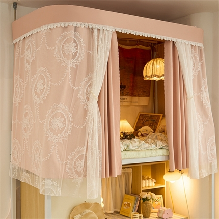91家纺网 家纺一手货源 找家纺 （总）卓尔居 2025新款浪漫学生蚊帐宿舍雪尼尔交织工艺蕾丝幔纱U型导轨蚊帐-镜中花 