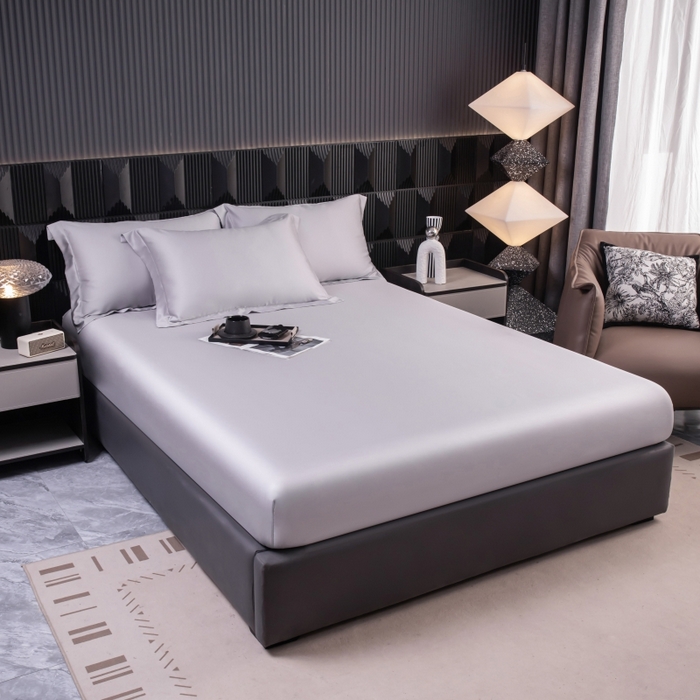 91家纺网 家纺一手货源 找家纺 好阁家纺 2024新款进口LF级60S莱赛尔莱赛尔床笠两件套三件套 灰紫