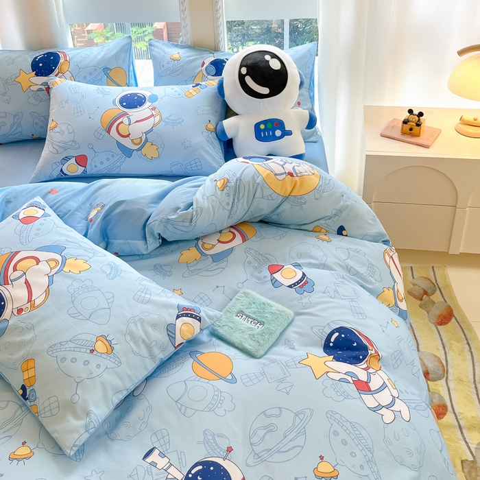 91家纺网 家纺一手货源 找家纺 博雅 2024新款宇航员系列全棉四件套（专版花型） 环游太空