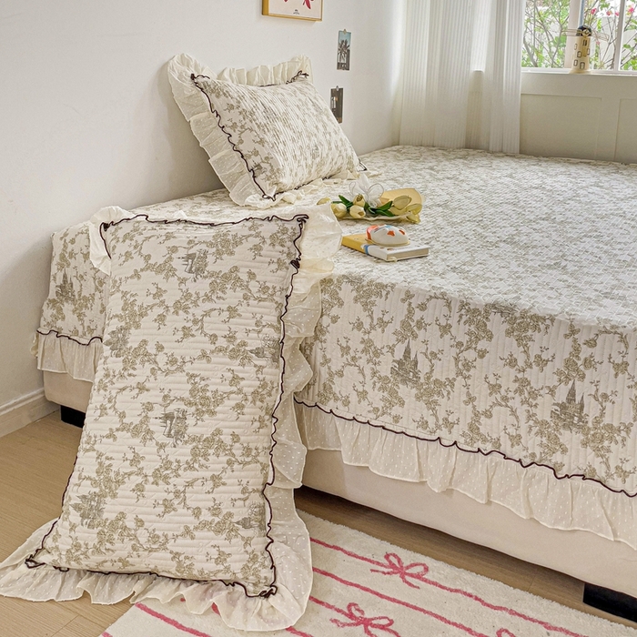 91家纺网 家纺一手货源 找家纺 暖居 2024纯棉榻榻米四件套单件农村大炕盖支持定制绗缝防滑单件纯棉床单四季通用 城堡