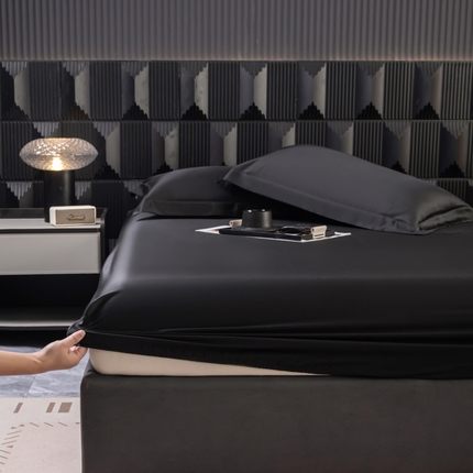 91家纺网 家纺一手货源 找家纺 好阁家纺 2024新款进口LF级60S莱赛尔莱赛尔床笠两件套三件套 乌木黑