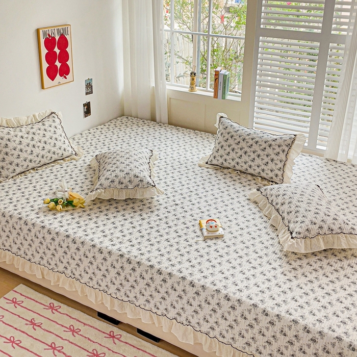 91家纺网 家纺一手货源 找家纺 暖居 2024纯棉榻榻米四件套单件农村大炕盖支持定制绗缝防滑单件纯棉床单四季通用 水墨