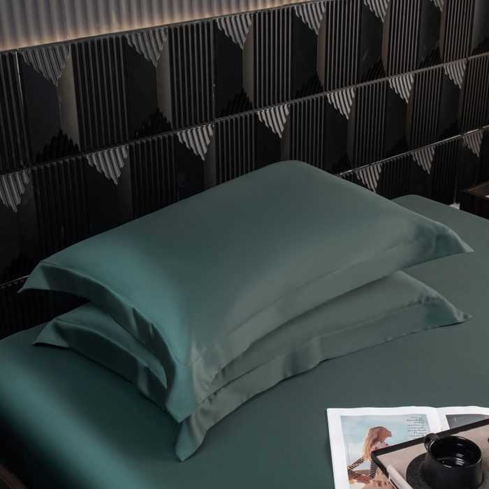 91家纺网 家纺一手货源 找家纺 好阁家纺 2024新款进口LF级60S莱赛尔莱赛尔床笠两件套三件套 曼岛绿