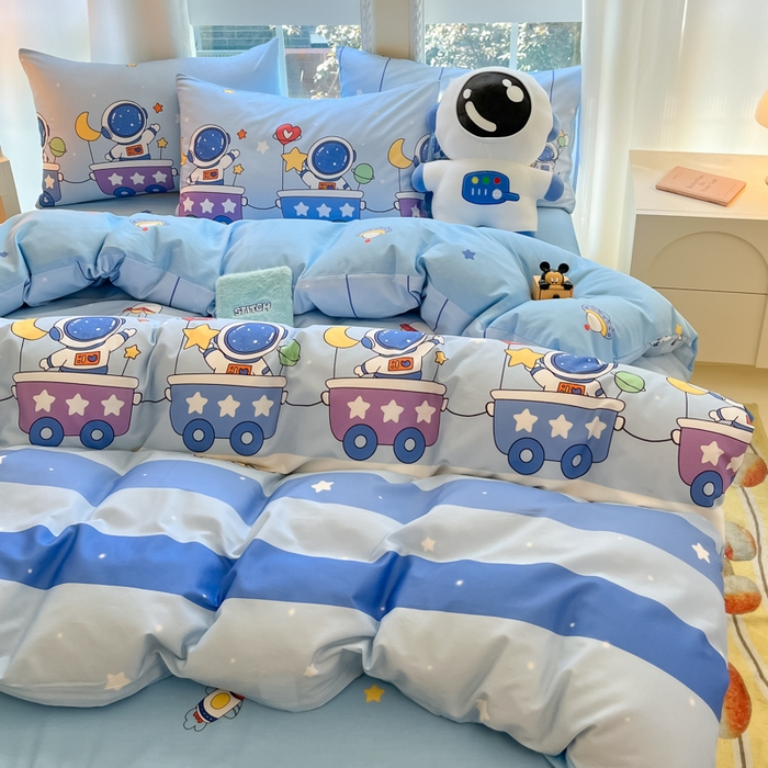 91家纺网 家纺一手货源 找家纺 博雅 2024新款宇航员系列全棉四件套（专版花型） 宇航员