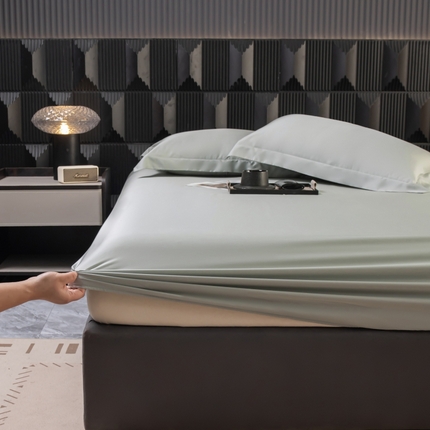 91家纺网 家纺一手货源 找家纺 好阁家纺 2024新款进口LF级60S莱赛尔莱赛尔床笠两件套三件套 竹青