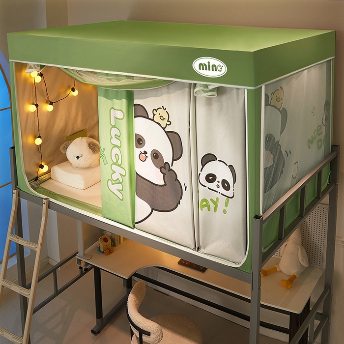 91家纺网 家纺一手货源 找家纺 2025新款A类大版卡通超强遮光防蚊学生坐床蚊帐 摆拍熊猫