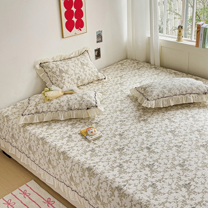 91家纺网 家纺一手货源 找家纺 暖居 2024纯棉榻榻米四件套单件农村大炕盖支持定制绗缝防滑单件纯棉床单四季通用 城堡