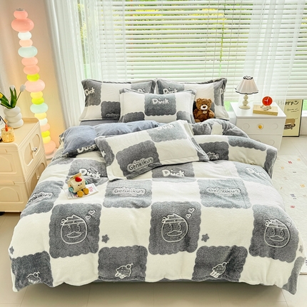 91家纺网 家纺一手货源 找家纺 （总）恋佳居 2025新款雪花绒印花加厚保暖四件套