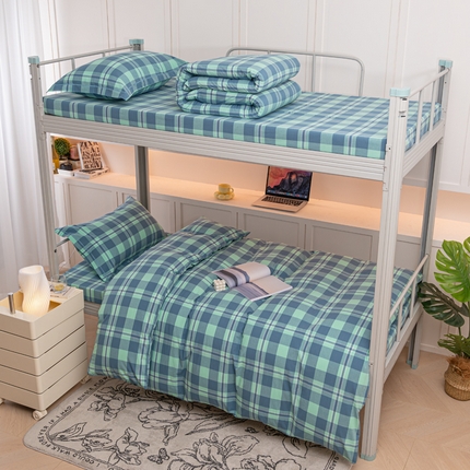 91家纺网 家纺一手货源 找家纺 （总）喜四方 2025新款全棉色织水洗棉学生三件套