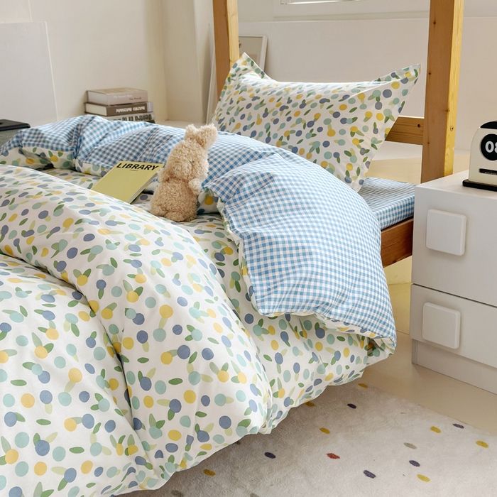 91家纺网 家纺一手货源 找家纺 怡家居 2024新款开学季学生宿舍六件套大礼包  欢乐果